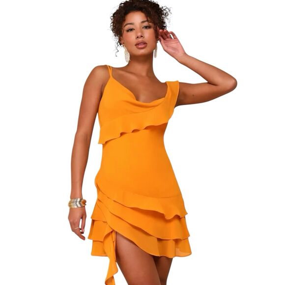 Lulus Dresses & Skirts - Lulus Mini Dress Womens L Tiered Sleeveless Ruffled Festival Strappy Club NWT